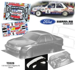 Ford Sapphire Cosworth CARGLASS 190mm Tamiya TT01 TT02 257mm