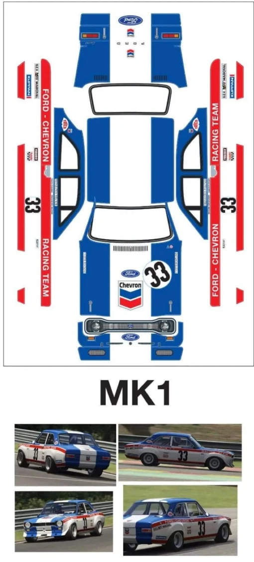 Mk1 Escort Bodyshell Kit 190mm CHEVRON Tamiya Chassis - Image 2